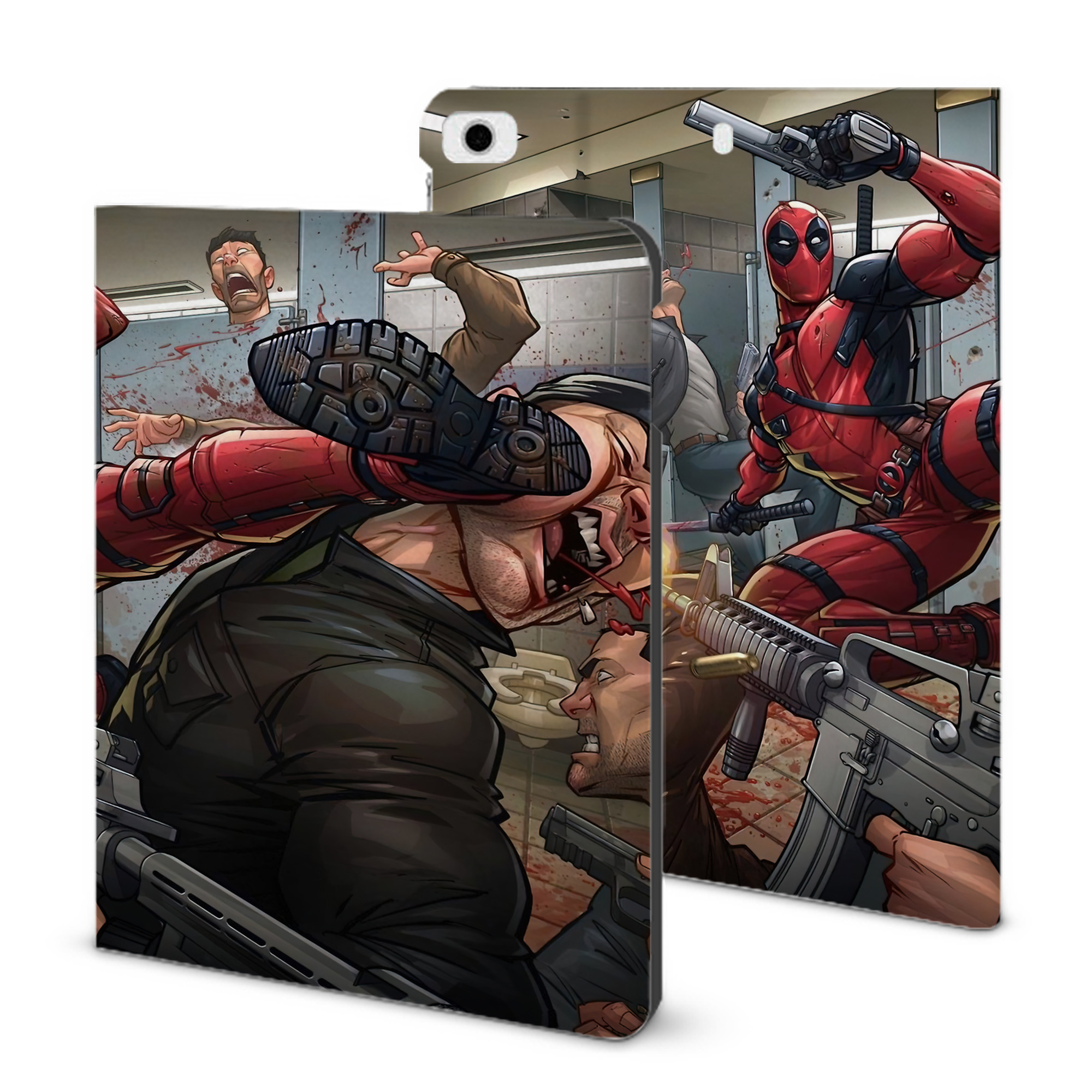 （画像用） Deadpool デッドプール IPad ケース ブック型 PUレザー TPU 耐衝撃 軽量 薄型 ペン収納なし 全面保護 IPad 各モデル対応